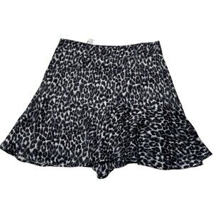 Zara Leopard Print Mini Skort Black/Navy Sz XS NWT